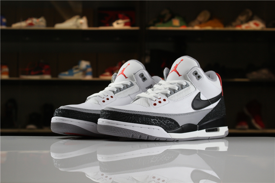 Air Jordan 3 Tinker White Fire Red-Cement Grey-Black Shoes